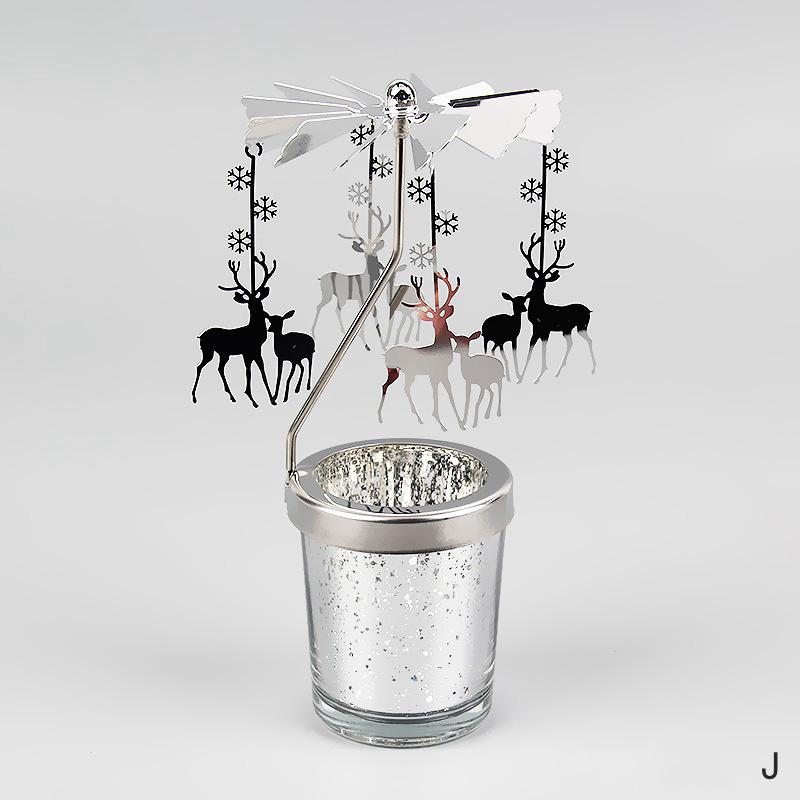 Hot Rotating Candle Stick Holder Candlestick Home Decoration Hallowmas Christmas Gift Party Room Decor Carousel Candle Stand