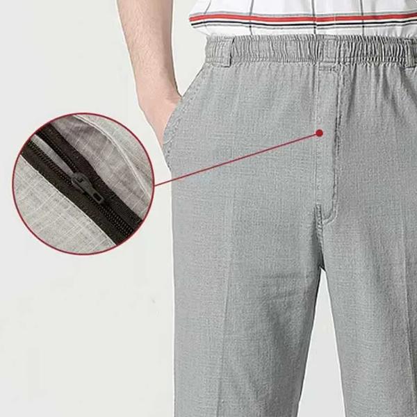 WTEMPO XL-5XL Spring Summer Autumn Winter Solid Casual Long Pants Men's Cotton Linen Elastic Mid-Waist Large Size Breathable Loose Pockets Trousers