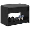 Hall Bench with Cushion and Shelf Black Oak 63 X 38 X 45 Cm