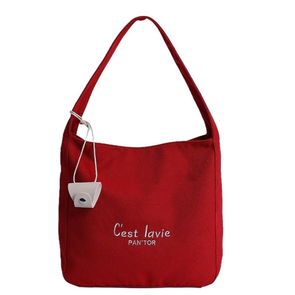 Canvas Letter Shoulder Bag Versatile Women s Armpit Bag Fashion Student Tote Bag  Handbag