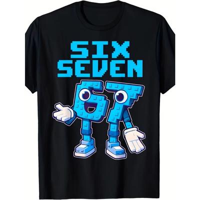 Cartoon 67 Print Men's T-Shirts Summer Fashion Short-Sleeve Casual Crewneck Tops for Men and Women's Tees Top
