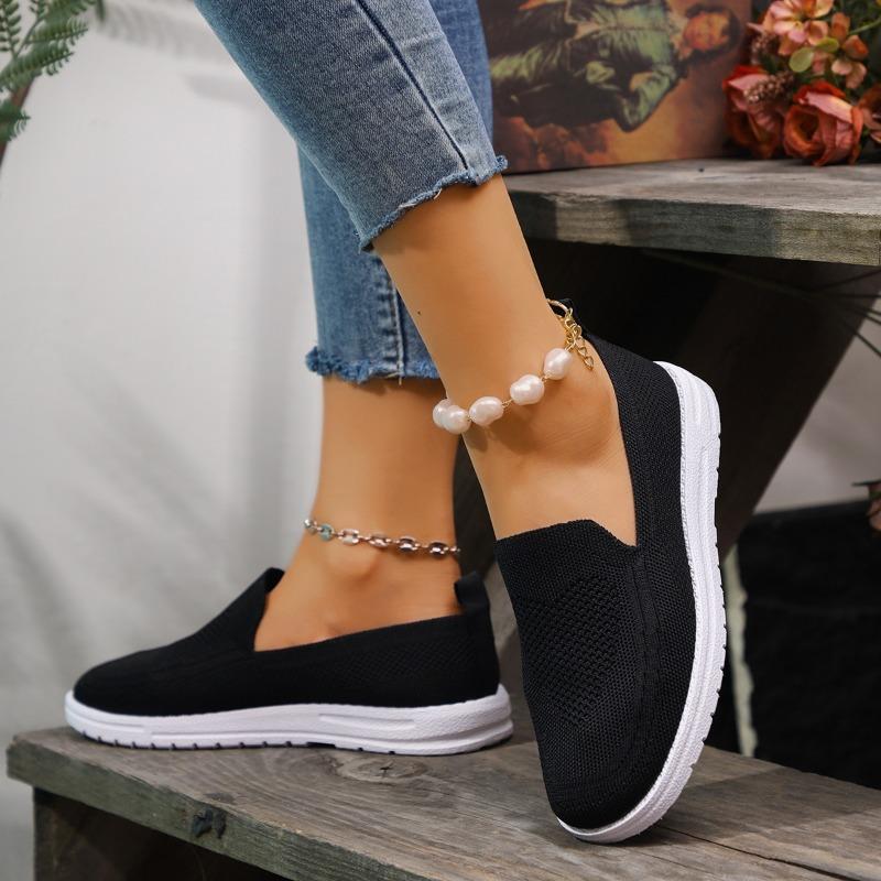 Foreign trade casual single shoes women's shoes autumn new fly-woven mesh round head one pedal large size flat bottom cross-border women