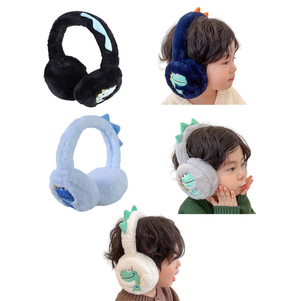 Dinosaur Plush Earmuffs Cartoon Pattern Ear Warmers Warm Winter Ear Protecting for Cold Weather