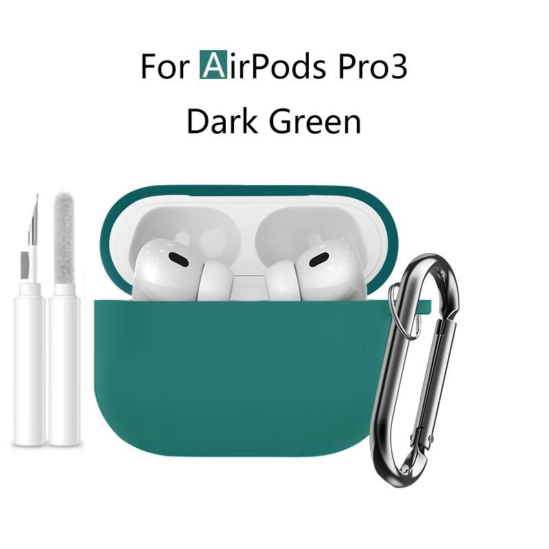 New 2025 For Apple Airpods Pro 3 Case Soft Silicone Full Protective Cover with Cleaning Kit and Keychain for Airpods Pro 3 Case