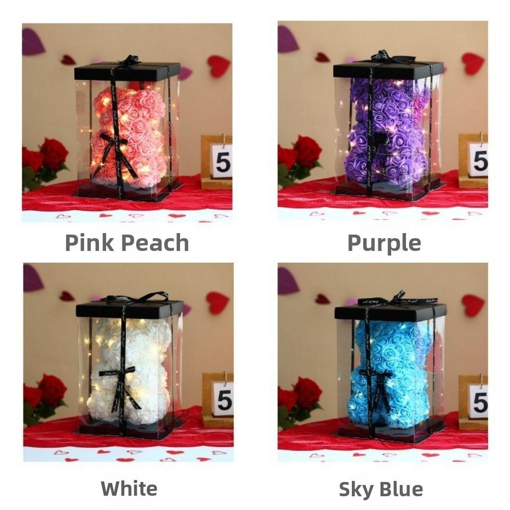 28cm Artificial Teddy Rose with LED Strip Girlfriend Women Anniversary Bear  Wedding Party Supplies