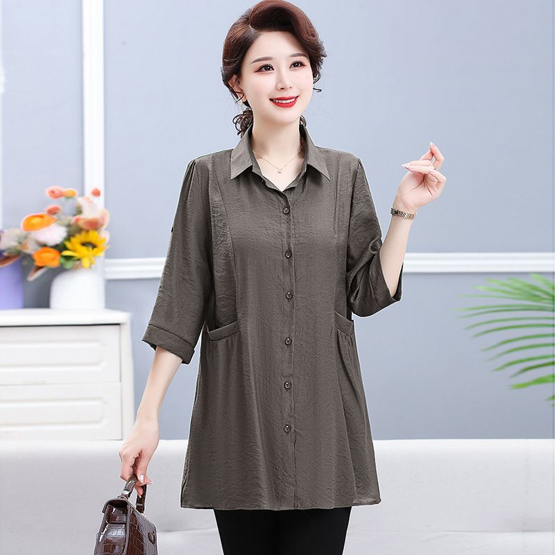 

Летний кардиган, солнцезащитный тонкий пиджак, рубашка, женская рубашка среднего возраста, свободная однотонная ветровка с рукавами пятью точками, средней длины L кофейный