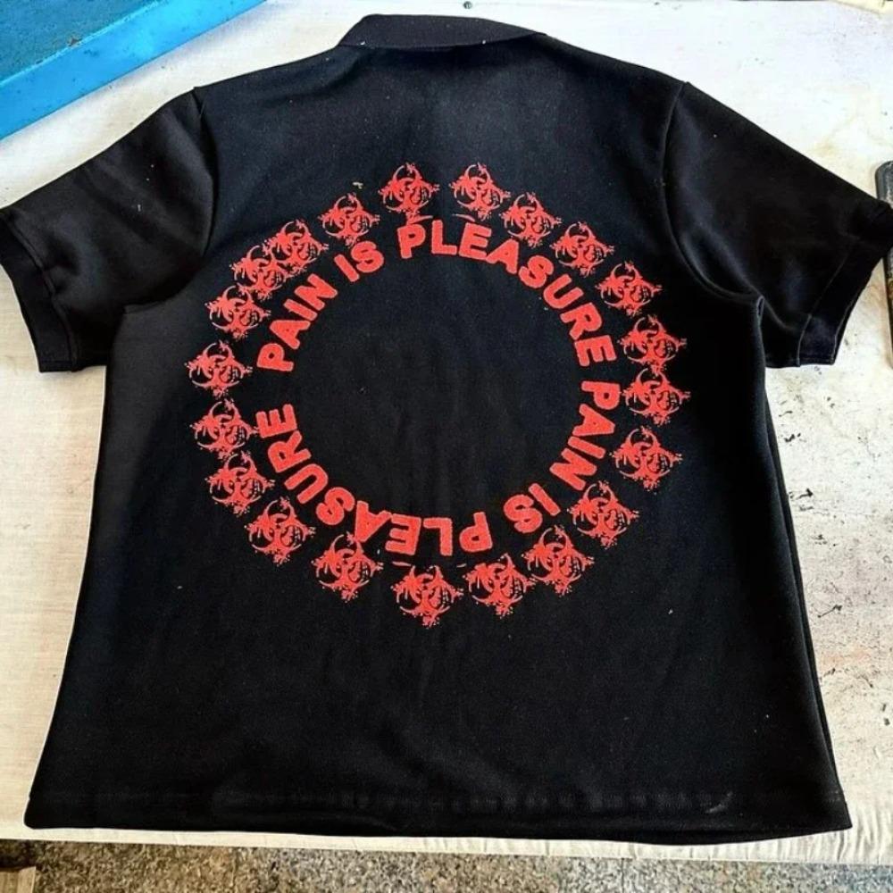 RogueWave Y2K Punk Goth Styl Móda Osobnost Jedinečný Design Polokošile Street Hip Hop Harajuku Pánské Krátký Rukáv Graffiti