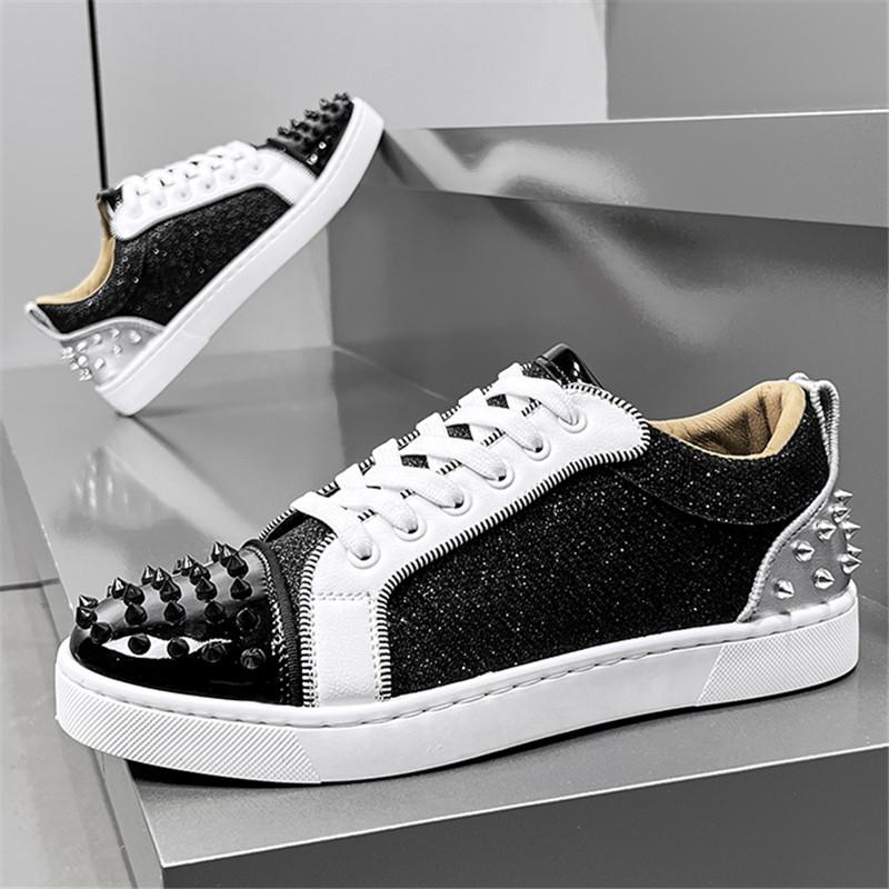 Fashion New Men's Rivet Rock Punk Mixed Patchwork Leather Platform Shoes Male Sports Walking Sneakers Footwears Zapatos Hombre