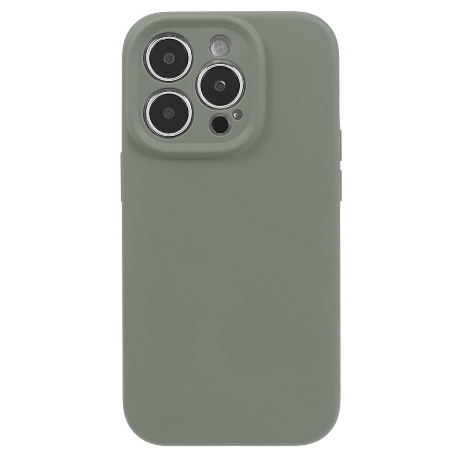 

Liquid Silicone+PC Phone Case for iPhone 15 Pro Anti-Scratch Precise Cutout Phone Cover Light Green