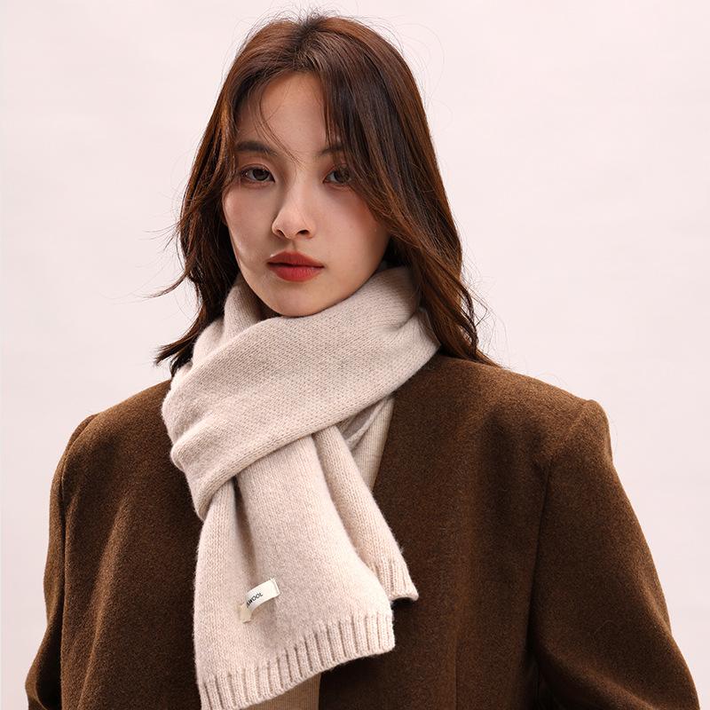 Wool Knitted 100% Cashmere Scarf Female and Male Thickened Scarf Warm Couple Parent-child Model Autumn and Winter Gift