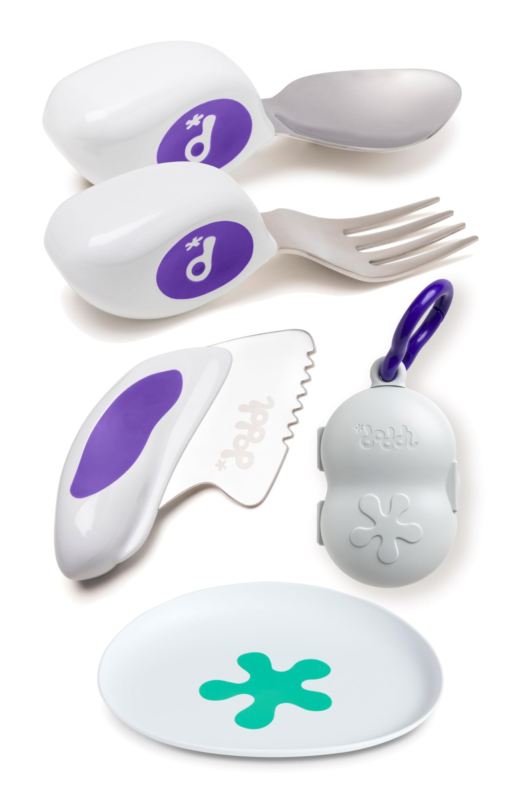 

knife set special case tableware plate by yourself from 1 year Baby baby food Doddl [doddl Official] Spoon, fork, 3-piece (indigo purple) + +