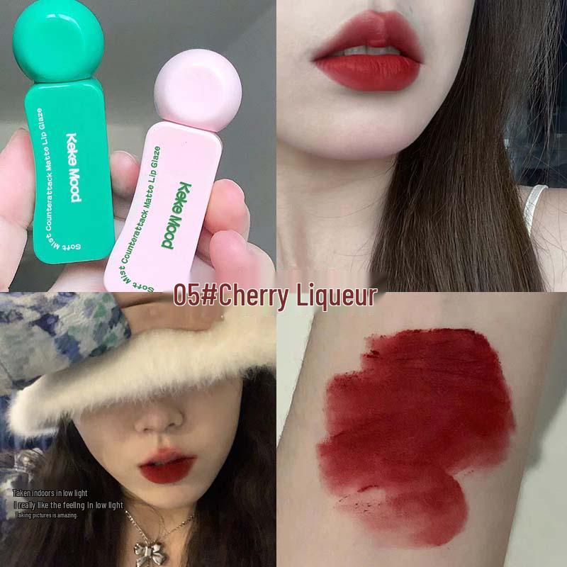 Kekemood Psychedelic Colors Matte Velvet Lip Glaze - Long-lasting, non-transfer, student-friendly lipstick for women.