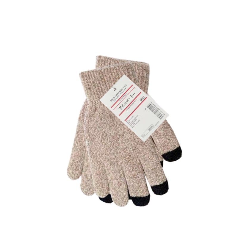 

Japanese Touch Screen Men Autumn Winter Knitting Wool Keep Warm Cold-Proof Student Cycling Couple Female Gloves New Arrival Khaki One size