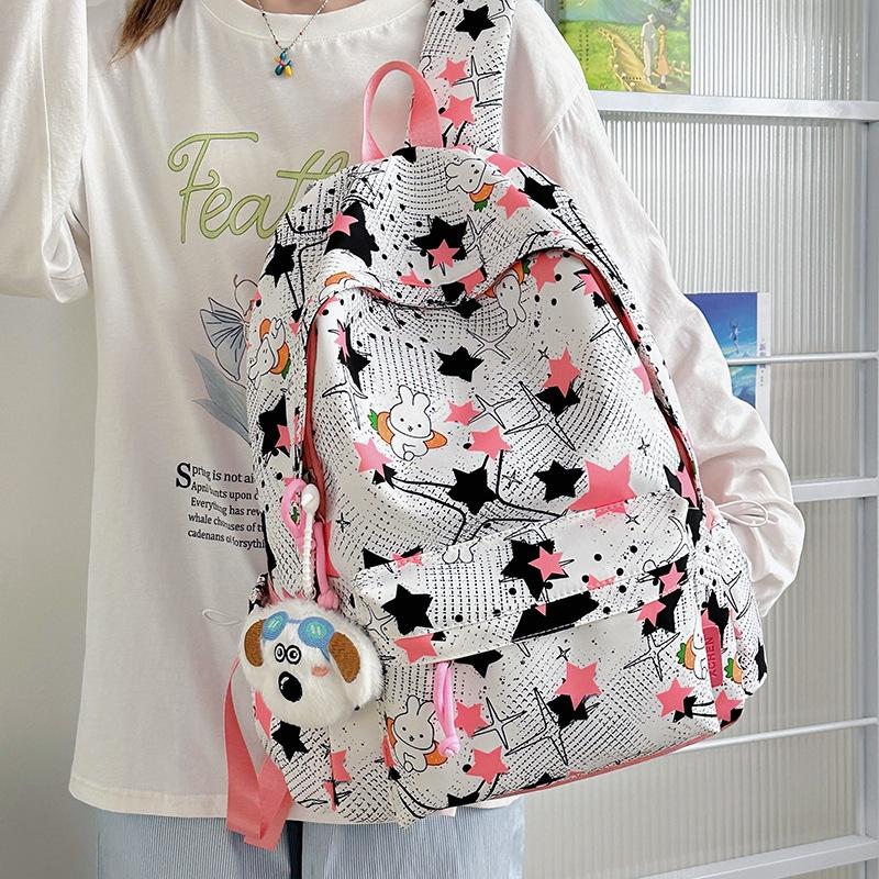Autumn large-capacity backpack 2025 new Korean version of fashion printing stars versatile high school student schoolbag tide