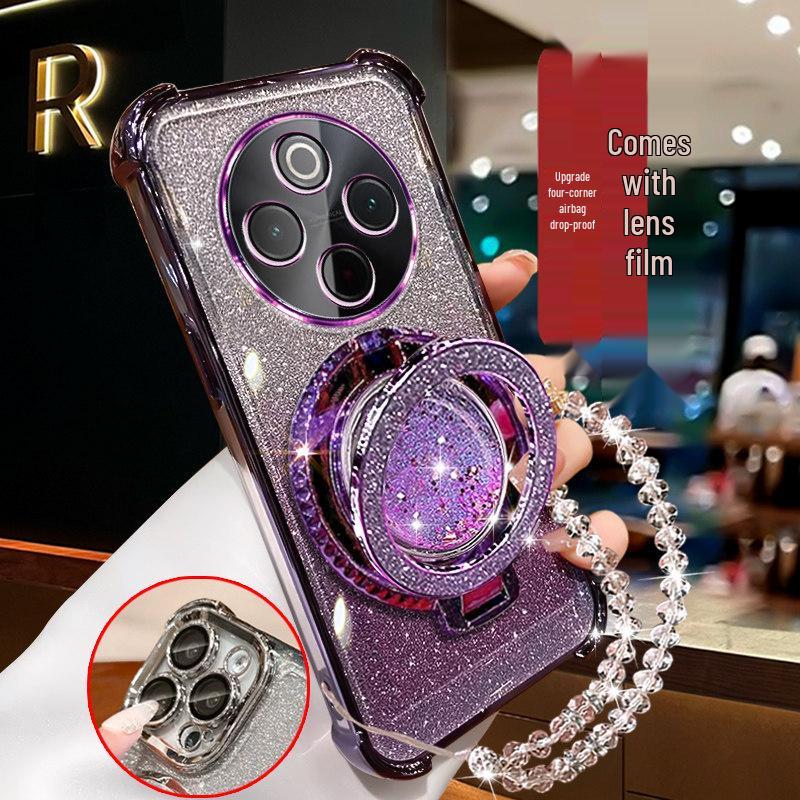 

New Vivo Y78+ Glitter Silicone Phone Case with Y33S Bracket - Stylish and Simple Design for Women Y72