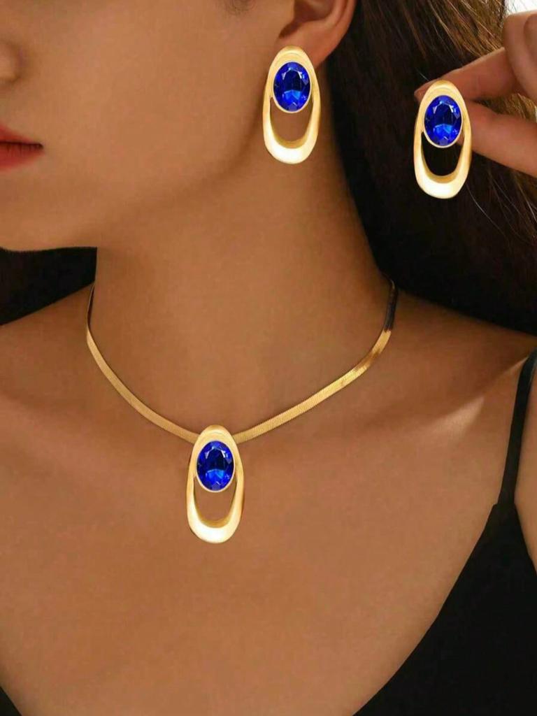 European and American style jewelry niche glossy design diamond-set design pendant earrings versatile long necklace women's jewelry