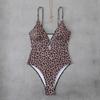 Fashion Leopard Pattern Backless Triangle Bikini Swimsuit For Beach Vacation