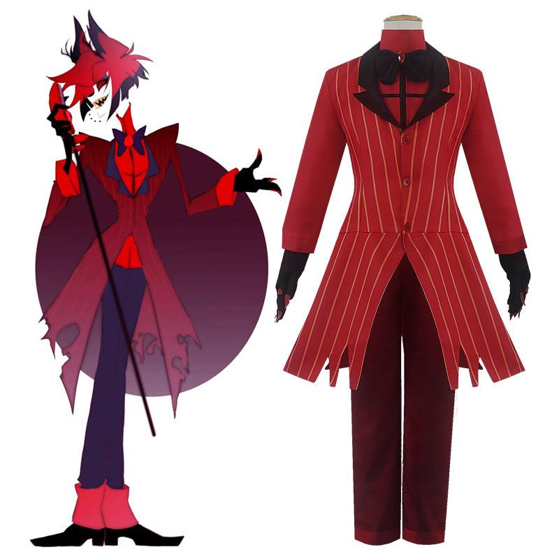 Alastor Hazbin Hotel Cosplay Costume Uniform Halloween Outfit Suit Full Wig Set