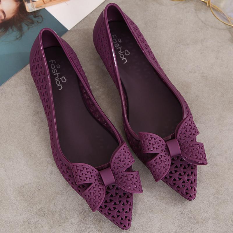 

Fashion Window Style hollowed bow-knot pointed toe loafers woman slip on jelly sandals shoes women outside antiskid cut out flats mujer 6