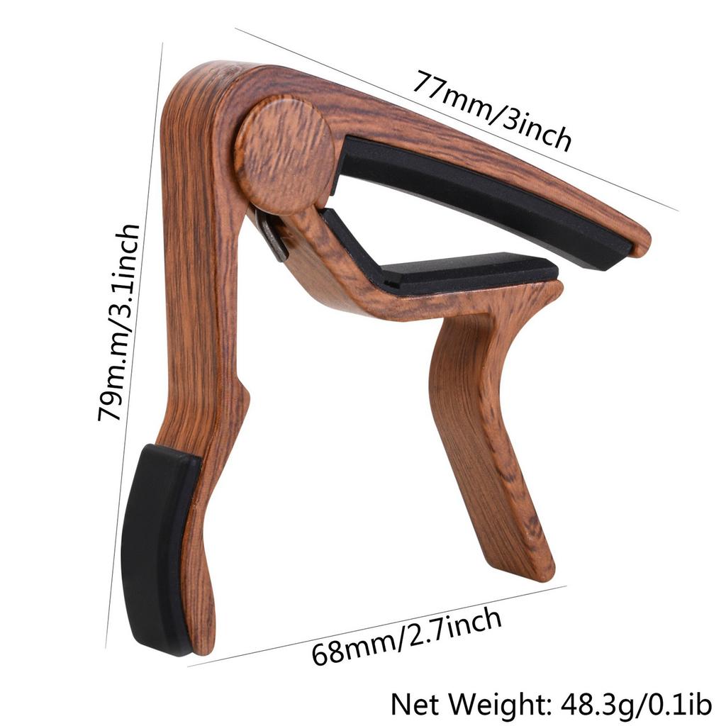 2 Acoustic/electric Guitar Capo Aluminum Alloy Wood Grain Capo + 5 Picks with Pick Slot