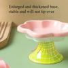 Elevated Ceramic Cat Bowl Flower Design Food Bowl High Foot Water Plate Snack Dish with Stand for Neck Protection Drinking Water