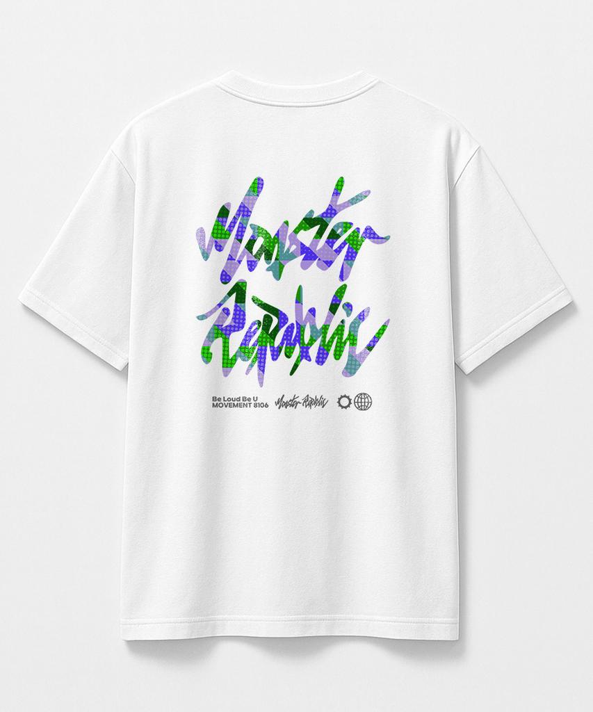 MONSTER REPUBLIC Vintage Circle Logo Mix Blue T-Shirt White_8106