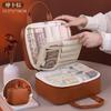 Multifunctional Makeup Bag for Women PU Leather Large Capacity Portable Double Zipper Travel Makeup Brush Toiletries Storage Bag