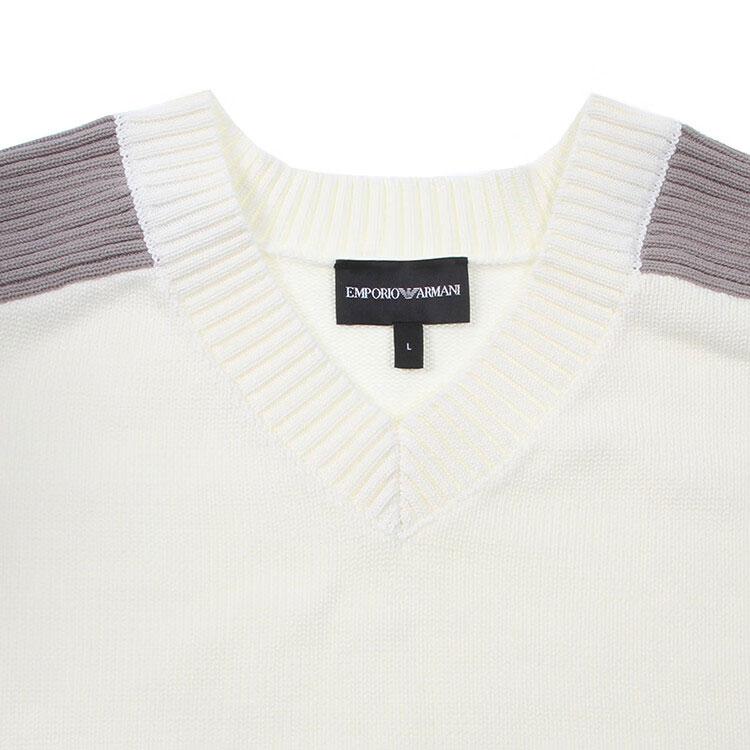Emporio Armani Ss24 Logo Knit V-Neck Casual Vest Men tops Off-White 3D1MXU-1MQDZ-0128