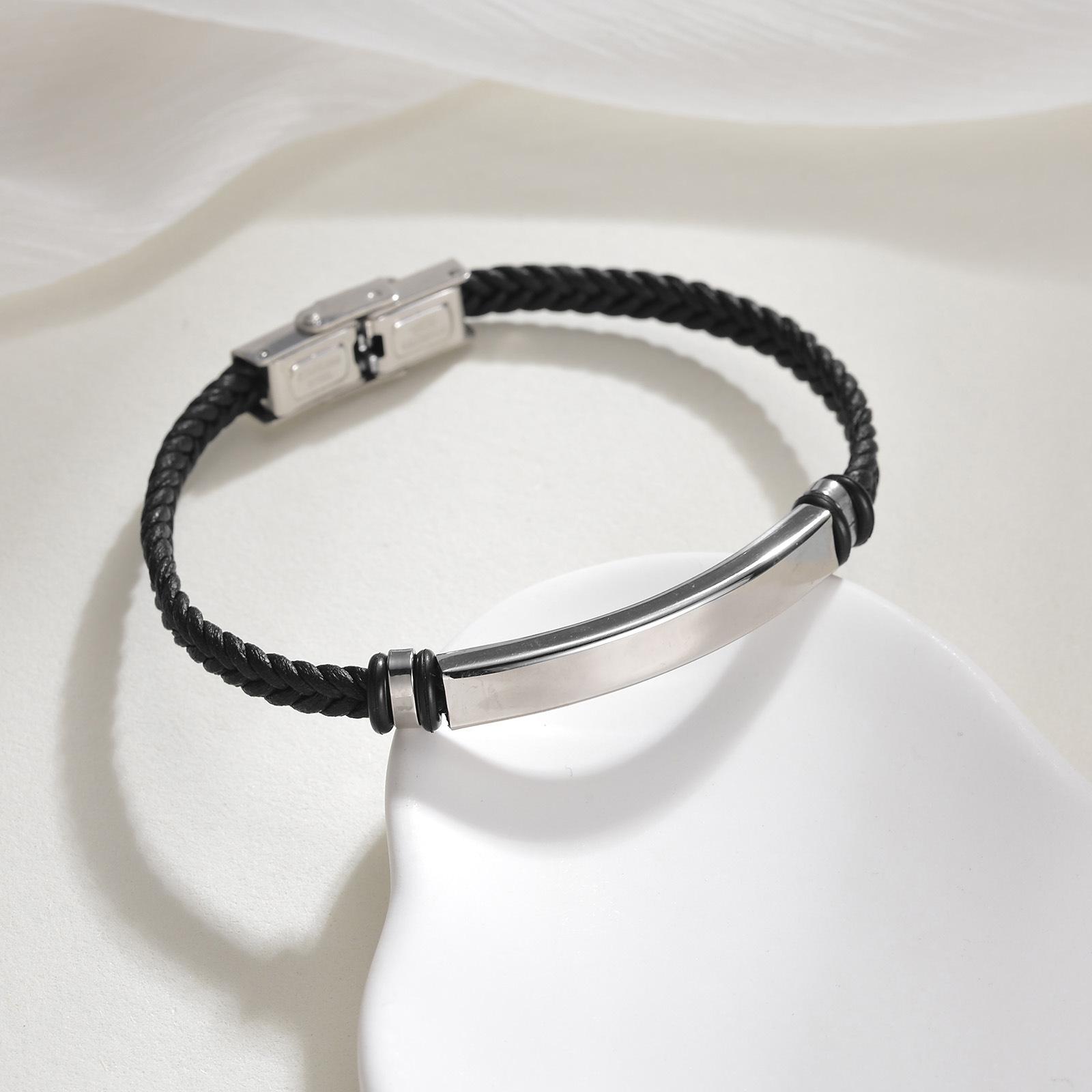 Fashionable Minimalist Titanium Steel Bracelet High-quality Polished Personalized Woven Bracelet Trendy Jewelry for Casual Wear 20.5CM серебряный