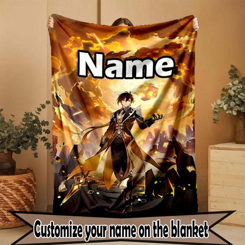 Custom Name Personalized Genshin Impact Print Blanket, Home Decor, Bedroom, Sofa, Camping, Couch, Gifts for Birthday Christmas