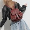 Studded Leather Backpack Women's Fashionable Vintage Style Bag with Adjustable Straps and Multiple Pockets