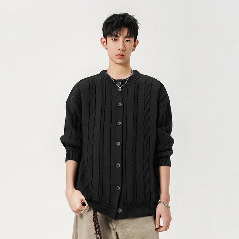 

TOM ADAM Men s American Preppy Cable Knit Cardigan 3XL