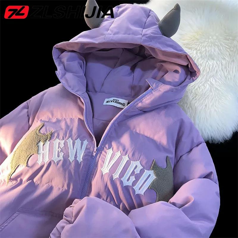 Paare Winter Teufel Brot Kleidung Lässige Kapuzenjacke Bestickte Gefütterte Jacken Mäntel Jacke Winter