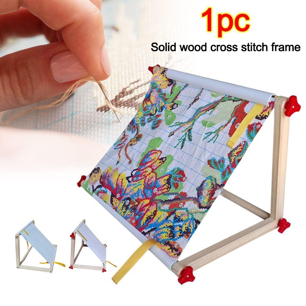 Wooden Cross Stitch Frame Stand Easy to Use DIY Crafting Support Multi-function Embroidery Artifact