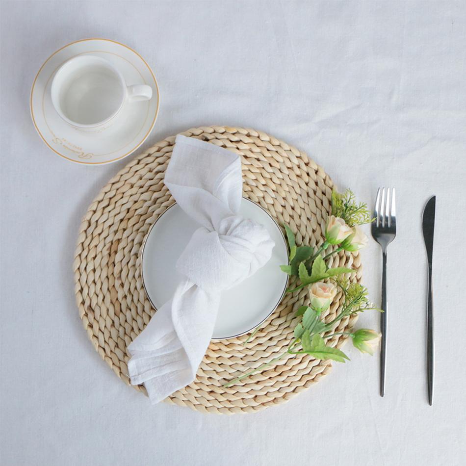 

4 шт. 40X40 см. Ретро-текстура, хлопок, 100% марля, многоразовые салфетки, индивидуальный декор для обеденного стола в деревенском стиле, кухонные коврики