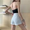 Spicy Girl Women's Chic High Waist Slimming Straight Leg Summer 2022 Patch Elastic Shorts