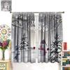 Merry Christmas Winter Snowman Curtain Xmas Tree Snowflake Holiday Curtains Bedroom Living Room Bathroom Red Polyester Sitting Window Treatment