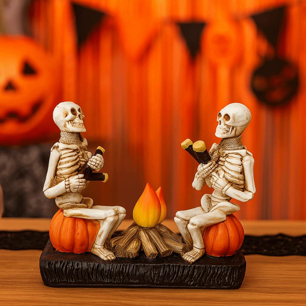 Durable Pumpkin Skull Figurine Resin Halloween Ornament  Office Display