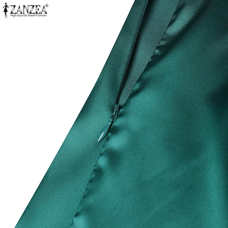 ZANZEA Damen Lässig V-Ausschnitt Sommer Ärmellos Träger Slipkleid