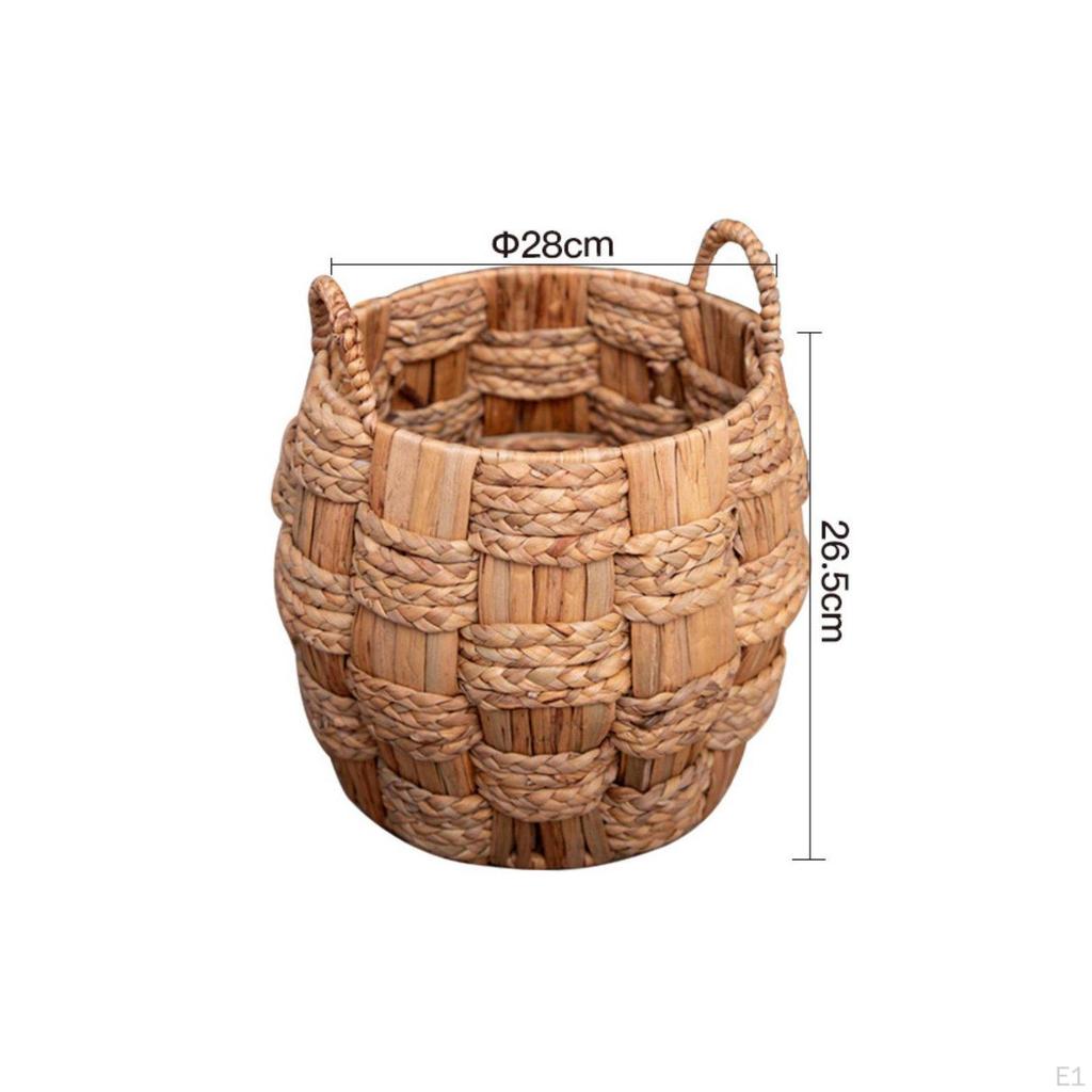 Rattan Hamper MultiUse Braided Laundry Handwoven Container Basket for Washroom