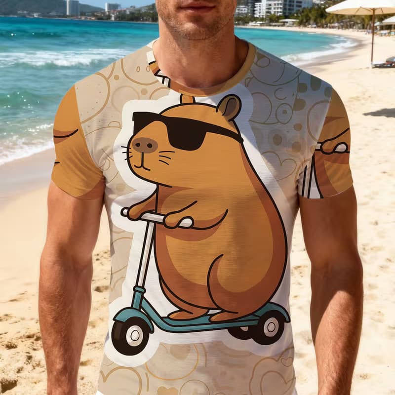 Men s Fashion 3D Printed Men s T-Shirt Round Neck Short Sleeve S