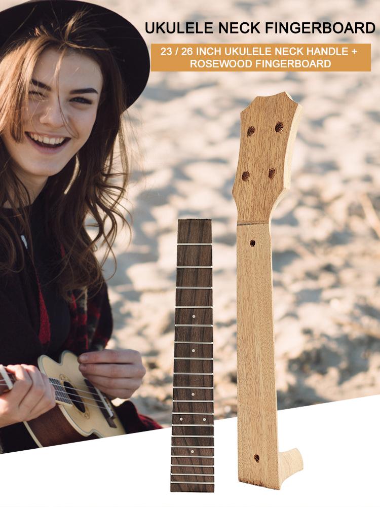 23/26 Inch Ukulele Neck Fretboard DIY Accessories Fretboard Fingerboard Neck for Stringed Instruments Musical Neck Fretboard Set