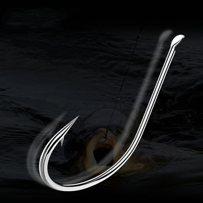 50pcs High-carbon Steel Hook 1#-10# Barbed Long-handled Fish Hook For Carp Fishing Tackle
