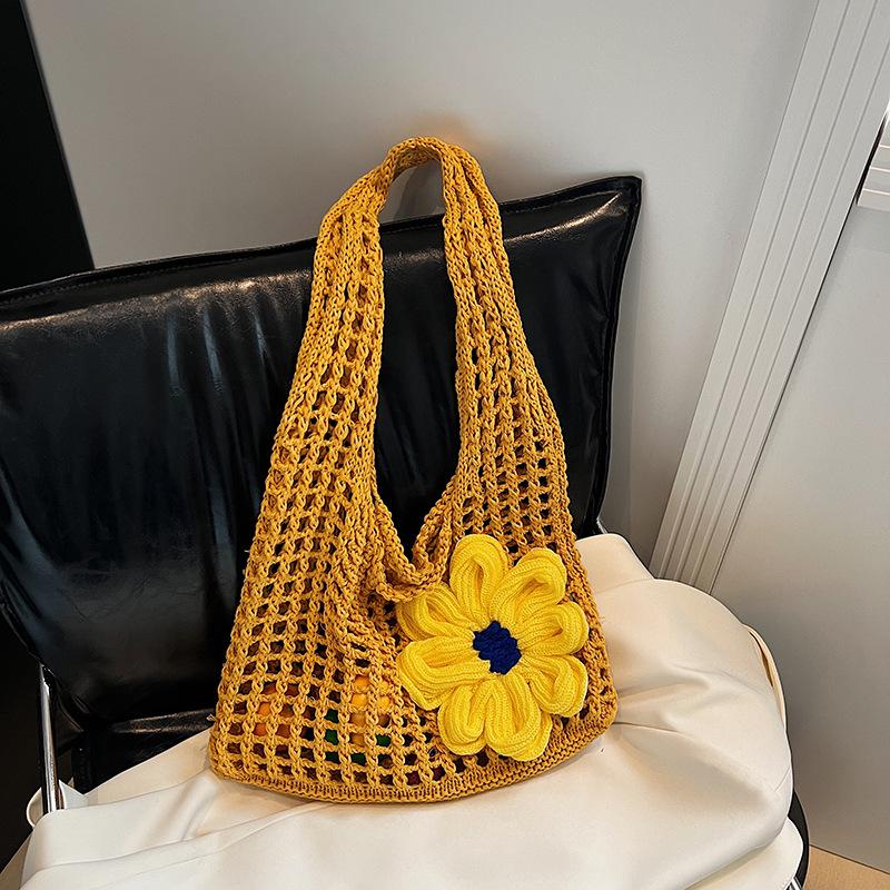 Lazy style knitted bag women's 2025 new fashion fashion travel vacation shoulder bag large capacity tote bag