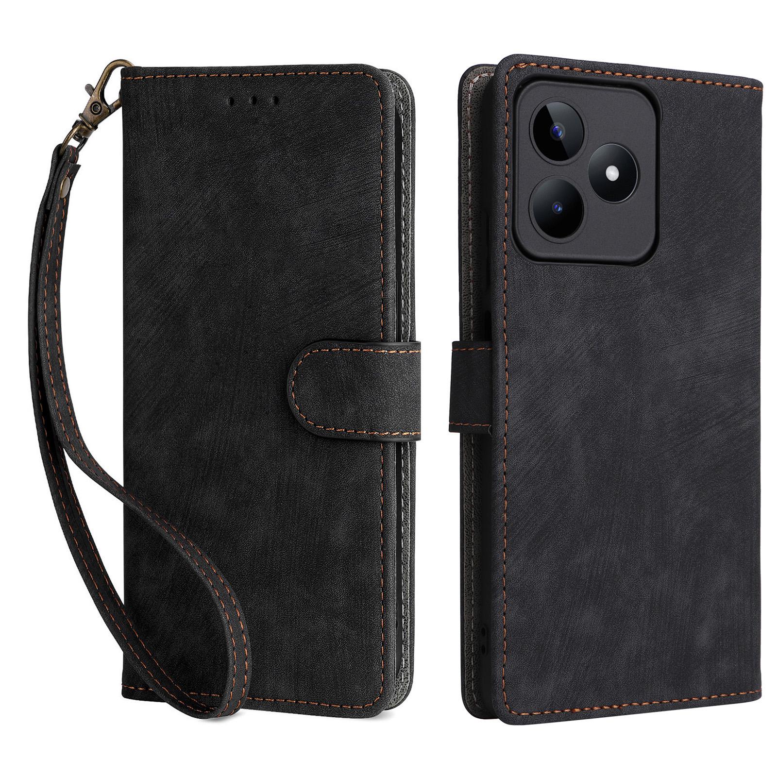 

Для Realme C53 (Глобальный)/C53 (Индия)/C51/Note 50 4G/Narzo N53 4G Кошелек с RFID-защитой Чехол-подставка из кожи с защитой от падений Black