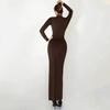 Women's Temperament Elegant Slimming High Waist Knit High Neck Solid Colour Dresses