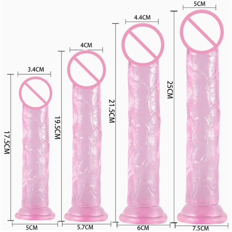 Kadın Erkek İçin Güçlü Vantuzlu Gerçekçi Su Geçirmez Jöle Dildo Seks Oyuncakları Penis G Noktası Simülasyon Masaj Aleti