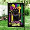Personalized Black Cat Mardi Gras Garden Ag, Mardi Gras Decor, Double-Sided ZZO EEZ