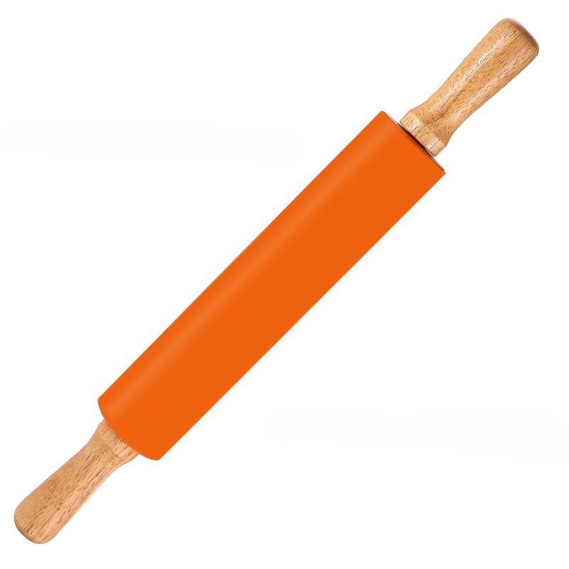 1Pcs Non-Stick Silicone Rolling Pin Wooden Handle Pastry Dough Flour Roller Kitchen Cooking Baking Tool For Pasta Cookie Dough