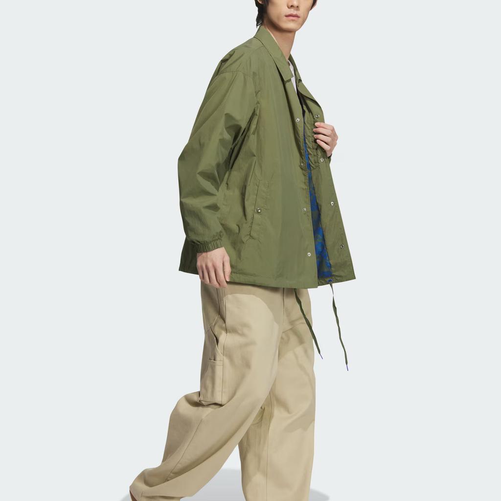 Adidas Originals City Skate Retro Sports Solid Color Long Sleeve Jacket Men Jacket Olive-Green Dark-Green JC6842